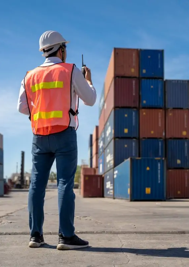Customs clearance professional at a container terminal